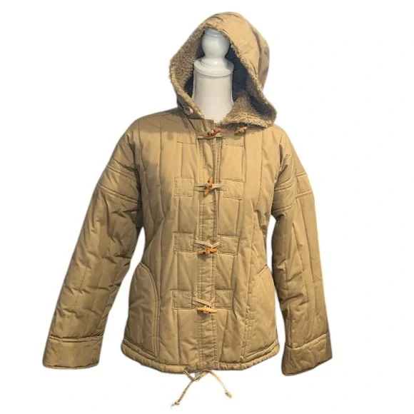 Andy John’s Barn coat jacket tan with zip toggle buttons Vintage size 10 - Picture 2 of 14